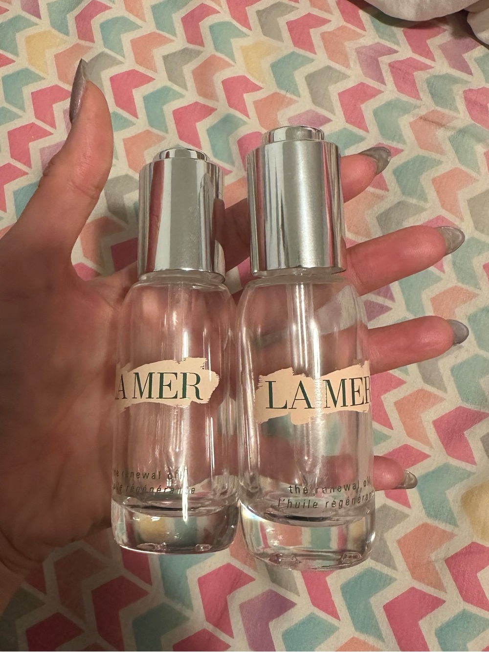 2 EMTPY La Mer The Renewal Oil Bottles x2